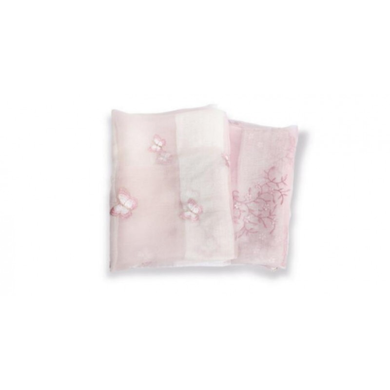 Wool Silk Scaves Pink Tree Butterfly Women Summer Scarf